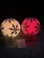 2 Lighted 8” Snowflake Glitter Spheres Valerie Parr Hill Color Morphing RARE