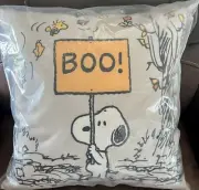 Pottery Barn Peanuts Snoopy Indoor/Outdoor Trick-Or-Treat Boo Pillow, Halloween