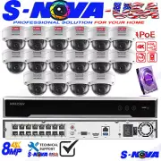 Hikvision 4K 16CH NVR 16POE IP 2MP Security Camera System 2.8mm