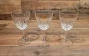 Set Of 3 Vintage Luminarc Diamant Verrerie D’Arques Crystal Footed Wine Glasses