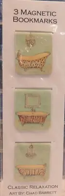 3 Magnetic Bookmarks CLASSIC RELAXATION Bathtubs Chad Barrett Art in Motion 2007