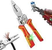 Wire Stripper with Voltage Tester, 9 in 1 Multifunctional Wire Stripper with Current Measurement, Cable Scissors for Cutting and Pulling Wires, Stripping, Winding, Split
