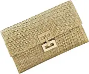 [WRITWAA] Woven Clutch Ladies Purses Minimalist Wallet Wedding Purse Ladies Wallets Clutch Purse Purses for Women Bag Simple Clutch Bag Travel Clutch Bag Beige Polyester