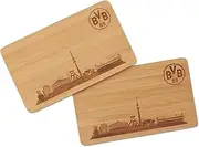 Borussia Dortmund Unisex - Adult Breakfast Boards Wooden Set of 2 Boards, Wood-Coloured, One Size