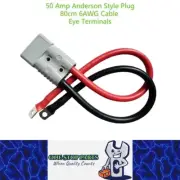 1 x 50amp Anderson Style Plugs With 80cm 6AWG Cable with Eye Terminals 50 Amp