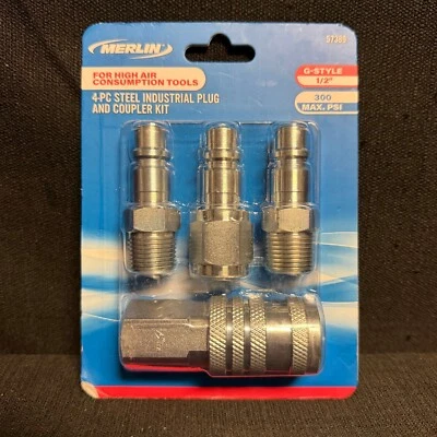 BRAND NEW Pneumatic Coupler 1/2 in. Steel Industrial Quick Coupler Set, 4 Piece