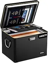 Fireproof Safe Box with Fireproof Zipper, Hard Fireproof Document Box, Fireproof Water Resistant File Floder with Lock for Cash, Passports, Electronics, Hanging files
