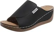 [Rungion] Womens Wedge Sandals Shoes Orthopedic Comfortable Summer Beach Dressy Slipper with Arch Support Casual Platform Slides