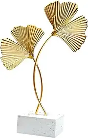 Metal Ginkgo Leaf Ornaments, Gold Leaf Desktop Decoration Sculpture, Creative Home Décor Accents Statue for Office, Bedroom, Bookshelf