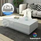 High Gloss Coffee Table Modern Wooden Storage Table Living Room 4 Drawers White