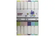 6pc Kent Spectra Graphic Markers Brush Chisel Nib Drawing Design Pastel Set