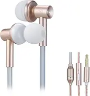 FC33-E Radiation Free Air Tube Headphones Aluminum Metal Earbuds with Mic and Volume Control Earphone Stereo Wire Cell Phone Headsets in-Ear Headphones for Smartphone MP3 Tablet PC rose gold