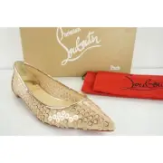 Christian Louboutin Cabaret Sequin Pointy Toe Flat Pump SZ 35.5 NIB $625 Glitter