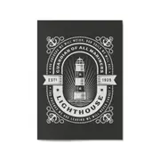Vintage Lighthouse Sign Coastal Nautical Wall Art