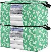 sanluoli 90L 2 Pack Shoe Organizer Under Bed with Reinforced Handles, clear window Closet Storage Bag