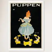 Galrie Charming Vintage Puppen Dolls Advertising Poster for Home Decor, White Frame, 70 x 100cm (28 x 40inch)