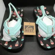 Reef Cushion Bounce Flip Flops in Black Blue