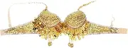 [ａ aternee] Womens Ladies Backless Sequin Festival Clubbing Tribal Bra, Gold, 36/80