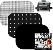 Reusable Liner Accessories for Ninja Woodfire Outdoor Grill (Crisper Basket Only) OG701 OG751, Non-Stick Grill Mats for Wood Fire Electric Air Fryer Smoker 7-in-1 BBQ, Dishwasher Safe by INFRAOVENS