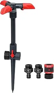 Eden 94141 Adjustable Revolving Sprinkler w/Quick Connect Watering Set, Automatic 360 Rotating