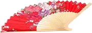 HOODANCOS Wooden Handheld Fan Silk Decoration Fan for Wedding Cosplay Dance Props Chinese Style Party Accessory