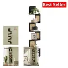 5-Tier Zigzag Corner Shelf - Boho Wall-Mounted Floating Organizer in Ash Black