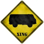 VW Bus Xing Novelty Mini Metal Road Notice 8" Cross Xing Crossing Sign
