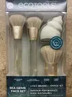 EcoTools Sea Gems Face Makeup Brush & Sponge 4 Piece Set, Eco-Friendly Multi