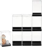 OLYCRAFT Pack of 8 Mini Figures Display Case Action Figure Storage with Black Base Acrylic Building Block Display Box Clear Display Case for Aciton Figures Doll Model Display - 6.4 x 5.6 x 9.7 cm