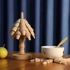 Wood Tree Shaped Trivet Set Christmas Tree Shaped Insulation Mat Pot