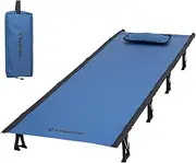 KingCamp Ultralight Folding Camping Cot - Extra Wide Portable Bed for Adults, Oversized Sleeping Cot for Outdoors, Travel, Backyard - Backpacking Cot with Carry Bag Blue/Black