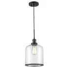 Bel Air Lighting Dorina 1-Light Black Mason Jar Hanging Kitchen Pendant Light