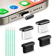 4 Pack USB-C Dust Plugs, USB-C Port Cover, Compatible with iPhone 15/16 Pro, Plus, Pro Max, Charging Port Dust Protection, 2 Aluminium Alloys + 2 Silicone