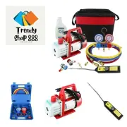 4CFM 1/3HP Rotary Vane Air HVAC A/C Refrigeration Kit AC Manifold Gauge Set w...
