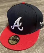 New Era Atlanta Braves Fitted Cap Baseball Hat Size 7 1/2