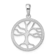 Sterling Silver De-Ani Rhodium-Plated Polished Large Cut-Out Tree Of Life Pendant