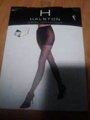 HALSTON CONTROL TOP SHEER TIGHTS - Size: SMALL- BLACK 20 DENIER .