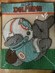 Miami Dolphins NFL Football Plastic Canvas Needlepoint
