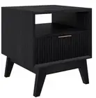 YARA SOLID ACACIA TIMBER LAMP TABLE SIDE TABLE BRUSHED BLACK