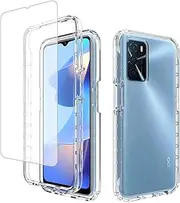 [Vavies] Compatible with Oppo A16/OPPO A16S/OPPO A54S CPH2273 Case with Tempered Glass Screen Protector, Full Body Shockproof Clear Flexible Protective Cover Cases for Oppo A16 4G (Clear)