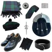 Scottish tartan 10 PCS Deal for Men's Black Watch Scottish Kilt Accessories Deal
