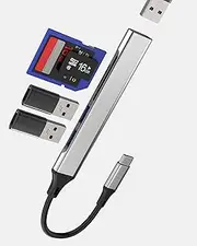 USB C HUB(5in1)USB 3.0 Adapter SD Card Reader for Apple for iPhone 16 15 Pro Max Type C Docking Station Digital Camera Micro SD TF Memory Dongle for iPad Laptop Android MacBook Compatible for Samsung