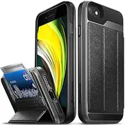 Vena iPhone SE 2020 / iPhone 8 7 Wallet Case, vCommute (Military Grade Drop Protection) Flip Leather Cover Card Slot Holder with Kickstand Compatible with Apple iPhone SE2 8 7 (4.7-inch) - Space Black