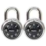 Master Lock Combination Lock Stainless Steel 1 7/8" Wide Black Dial 2/Pack 1500T