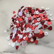 15g of mixed Red And Iridescent Hearts Sequin Mix for sewing, cardmaking&Crafts