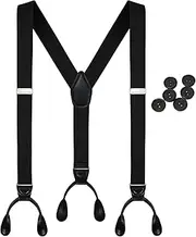 [LQALYNLQ] Men's Pattern Braces Button Suspenders with 6 Button Pack
