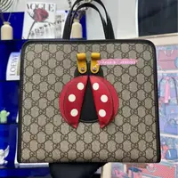 在飛比找蝦皮購物優惠-二手99新 GUCCI 古馳 tote bag 紅色瓢蟲 帆