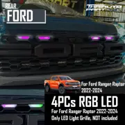 Fit Ford Ranger Raptor P703 Next-Gen 2022-2024 LED Front Grille Light 4PCs RGB (for: Ford)