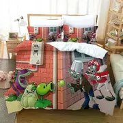 v173 Bed Sheets Game Plant Zombie Bedding Set Duvet Cover Bedroom Comforter Covers Single Twin King Size Quilt Cover Home Textile 3-Piece Bedding Set