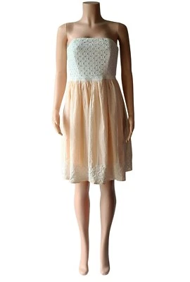 H & M Conscious Collection Women's Strapless Dress White and Peach Size 10 NWT